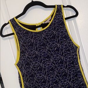 Navy and Yellow Floral Lace Tank Top